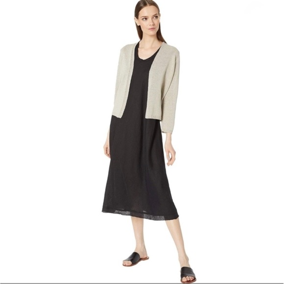 Eileen Fisher Recycled Cotton Metallic Thread Open Cardigan Sz L - Picture 3 of 12